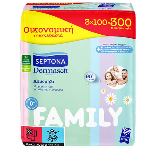 Μωρομάντηλα Septona Dermasoft 3χ100 (Family) - brilliantclean