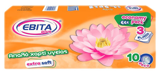 Ρολλό Υγείας Λευκό-Πορτοκαλί 10 χ 85 γρ. (3 Φύλλα)