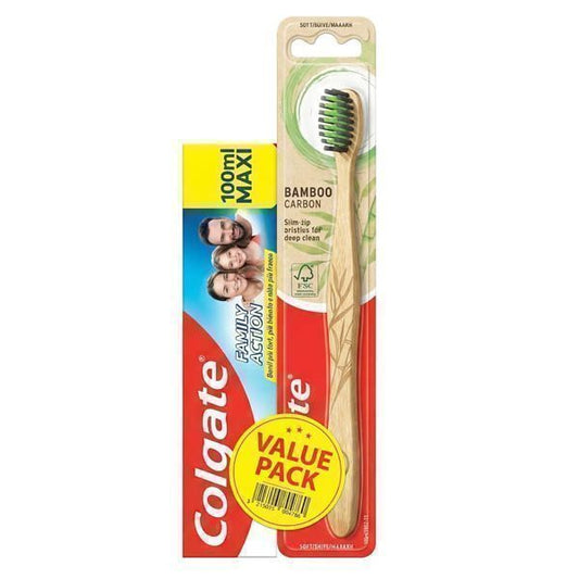 COLGATE FAMILY ACTION 100ml + ΟΔΟΝΤΟΒΟΥΡΤΣΑ BAMBOO CARBON